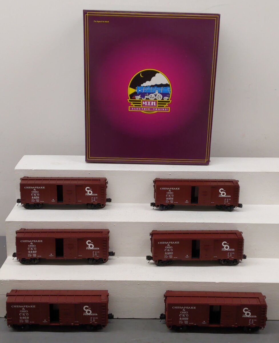 MTH 20-90263 O Chesapeake & Ohio Premier 40' AAR Box Car Set (Set of 6) LN/Box