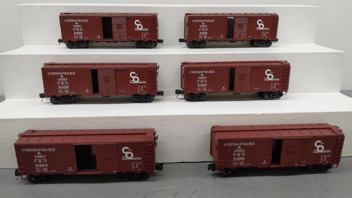 MTH 20-90263 O Chesapeake & Ohio Premier 40' AAR Box Car Set (Set of 6) LN/Box