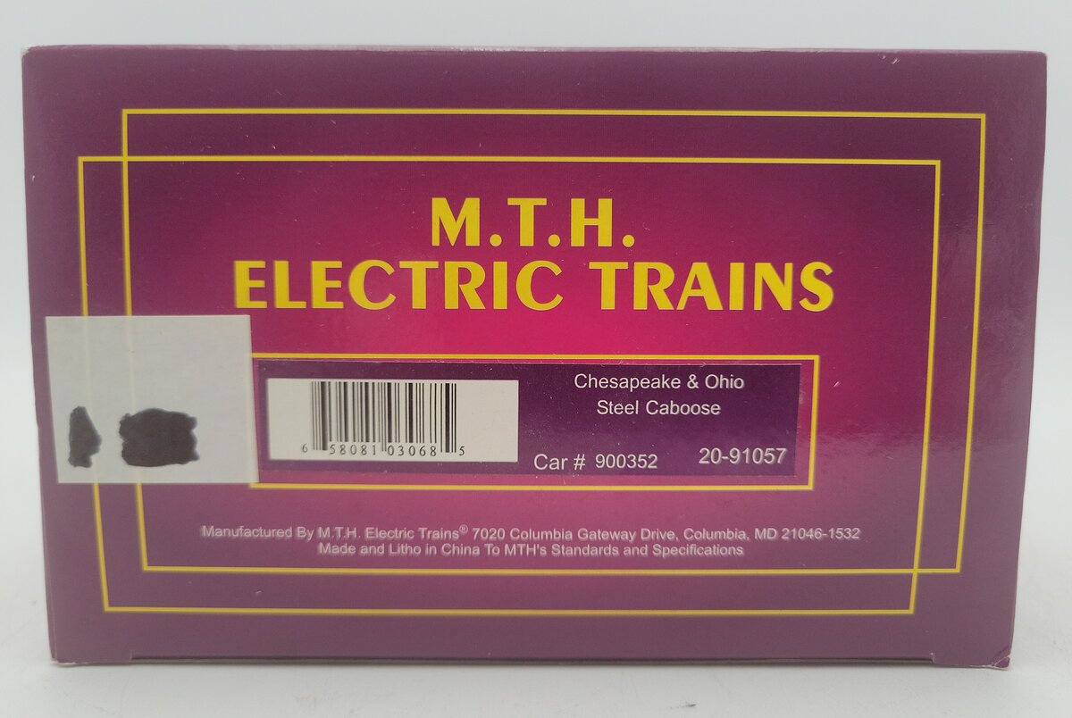 MTH 20-91057 O Gauge Chesapeake & Ohio Caboose #900352 LN/Box