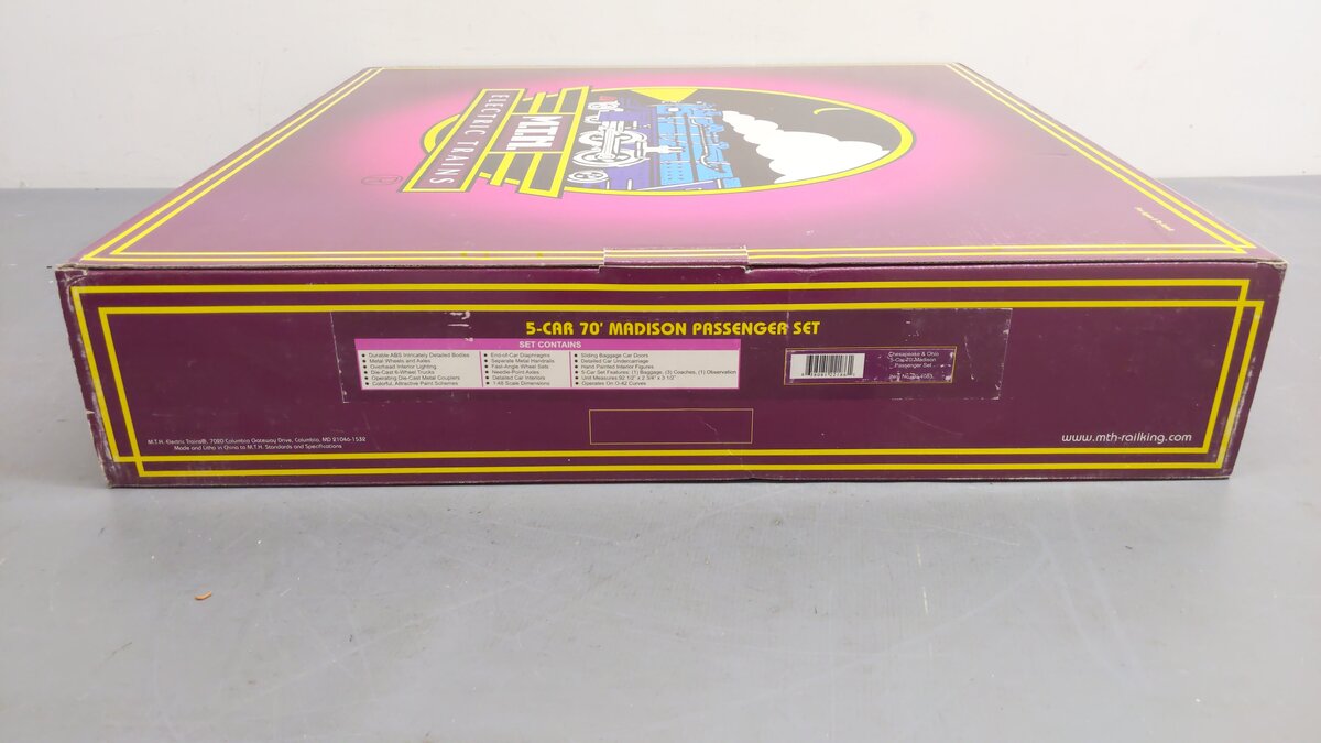 MTH 20-4083 O Chesapeake & Ohio 70' Madison Passenger Car Set (Set of 5)