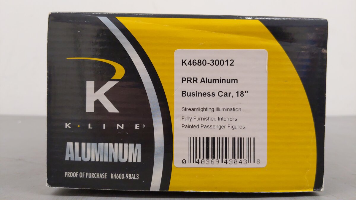 K-Line K4680-30012 O Pennsylvania 18" Aluminum Business Car #120 EX/Box