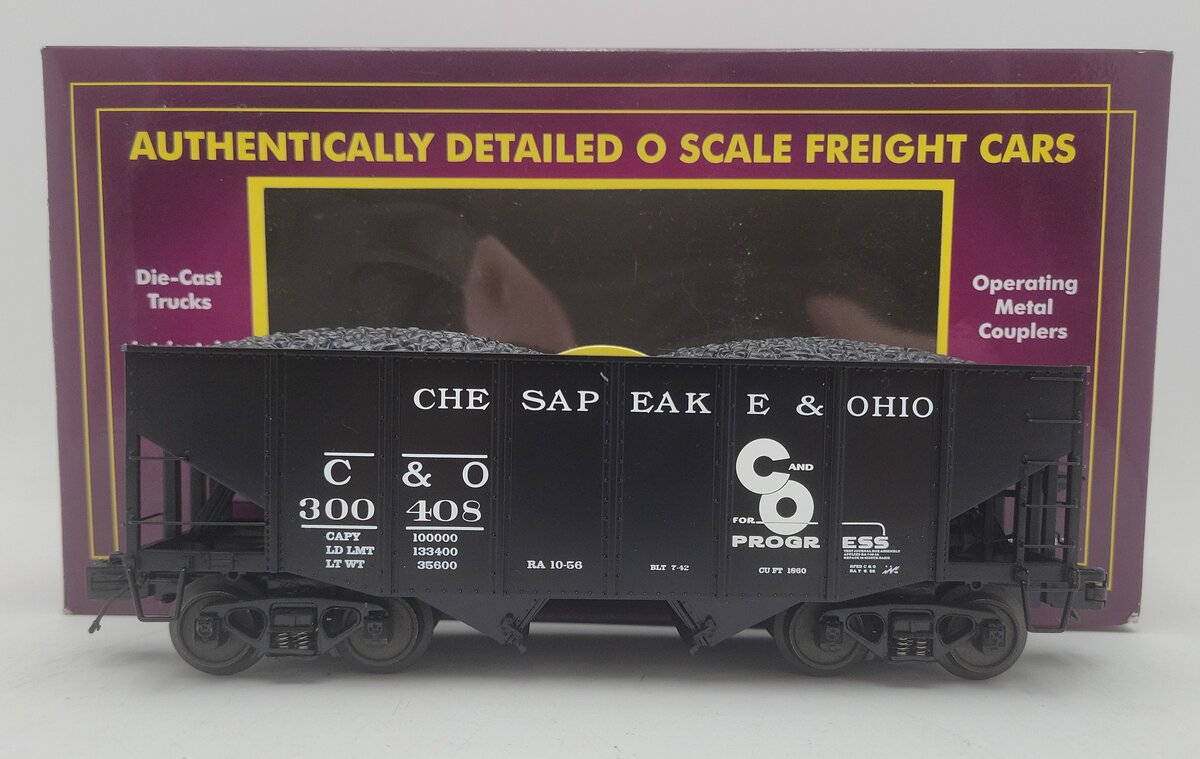 MTH 20-97188 O Chesapeake & Ohio 2-Bay Fish Belly Hopper Car #300408 LN/Box