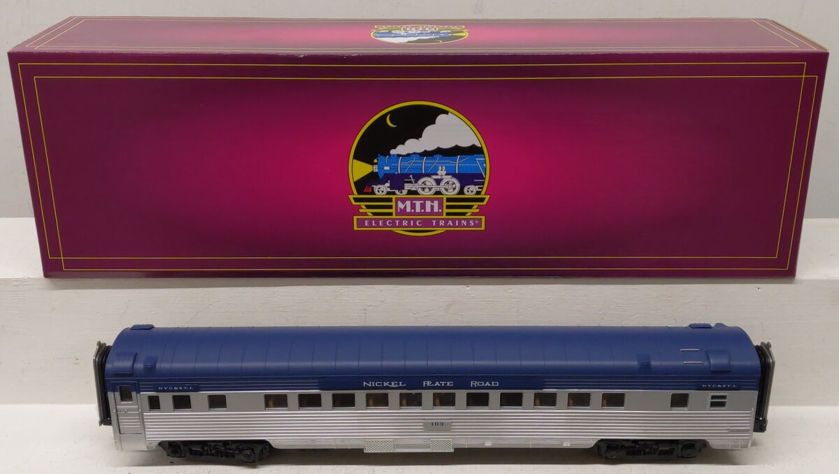 MTH 20-61059 O Gauge Nickel Plate 70' Streamlined Coach Car #103 EX/Box