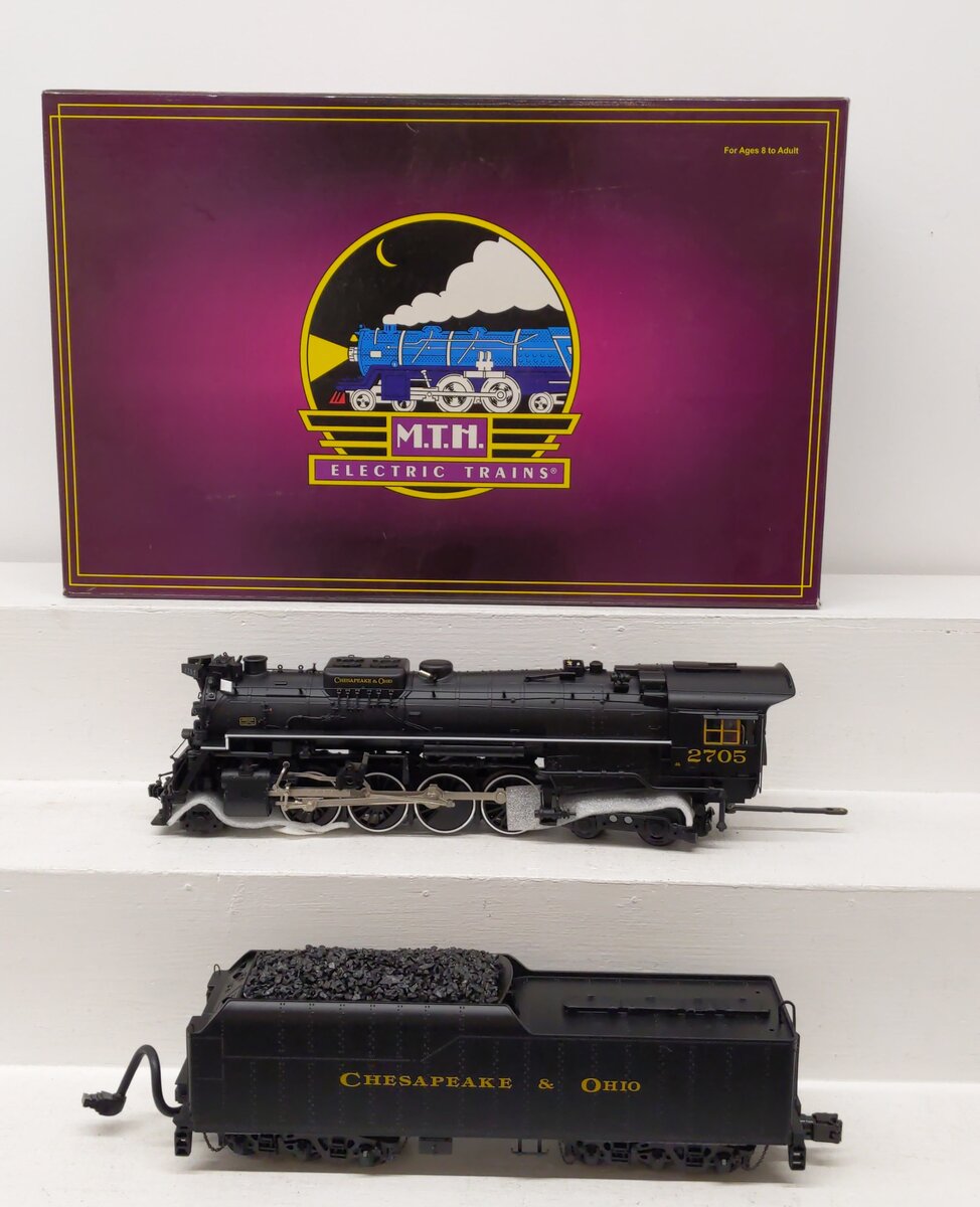 MTH 20-3186-1 C&O 2-8-4 Kanawha Steam Locomotive & Tender #2705 with PS-2 EX/Box