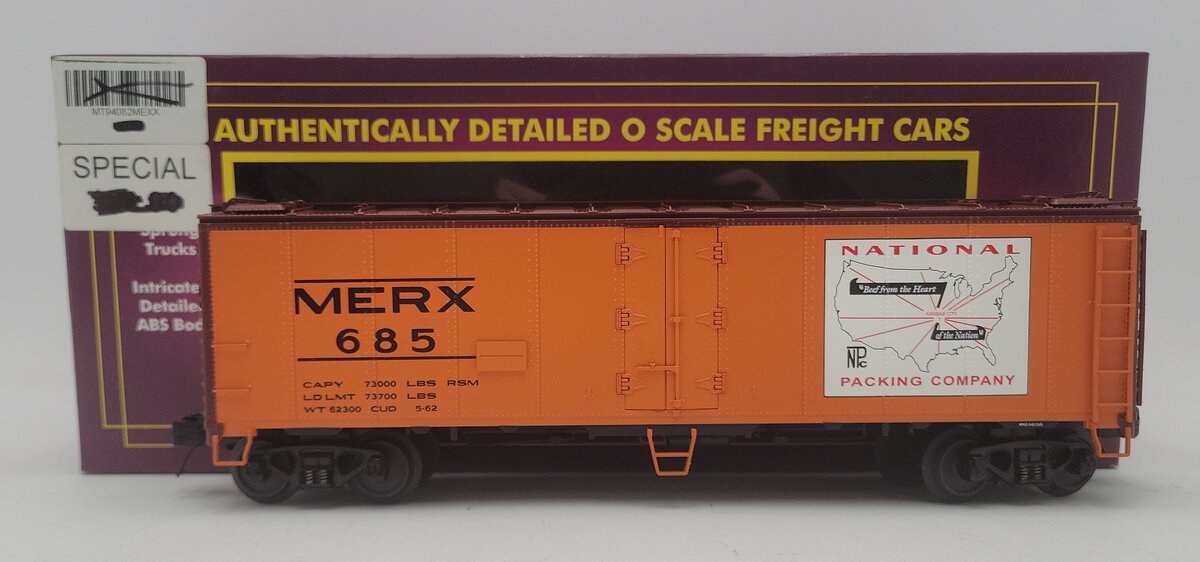 MTH 20-94082 National Packing Co. 40' Steel Sided Reefer Car #685 LN/Box
