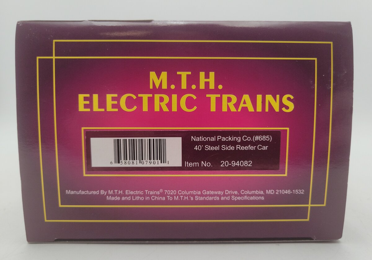 MTH 20-94082 National Packing Co. 40' Steel Sided Reefer Car #685 LN/Box