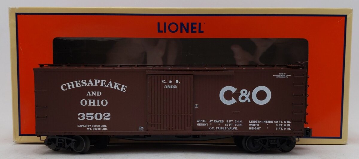Lionel 6-27264 O Gauge Chesapeake & Ohio Double-Sheathed Boxcar #3502 EX/Box