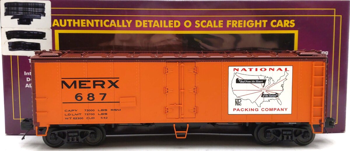 MTH 20-94082 O National Packing Co. 40' Steel Sided Reefer Car #687 LN/Box