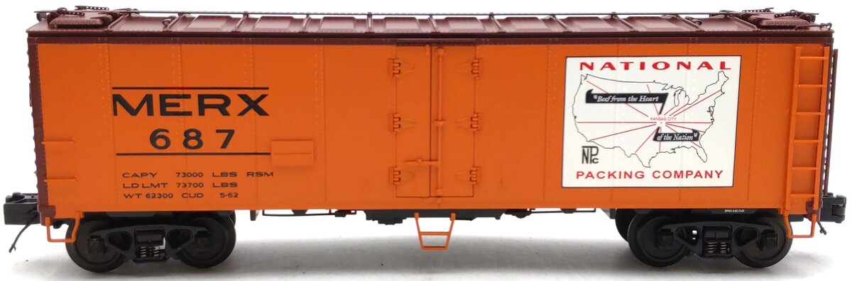 MTH 20-94082 O National Packing Co. 40' Steel Sided Reefer Car #687 LN/Box