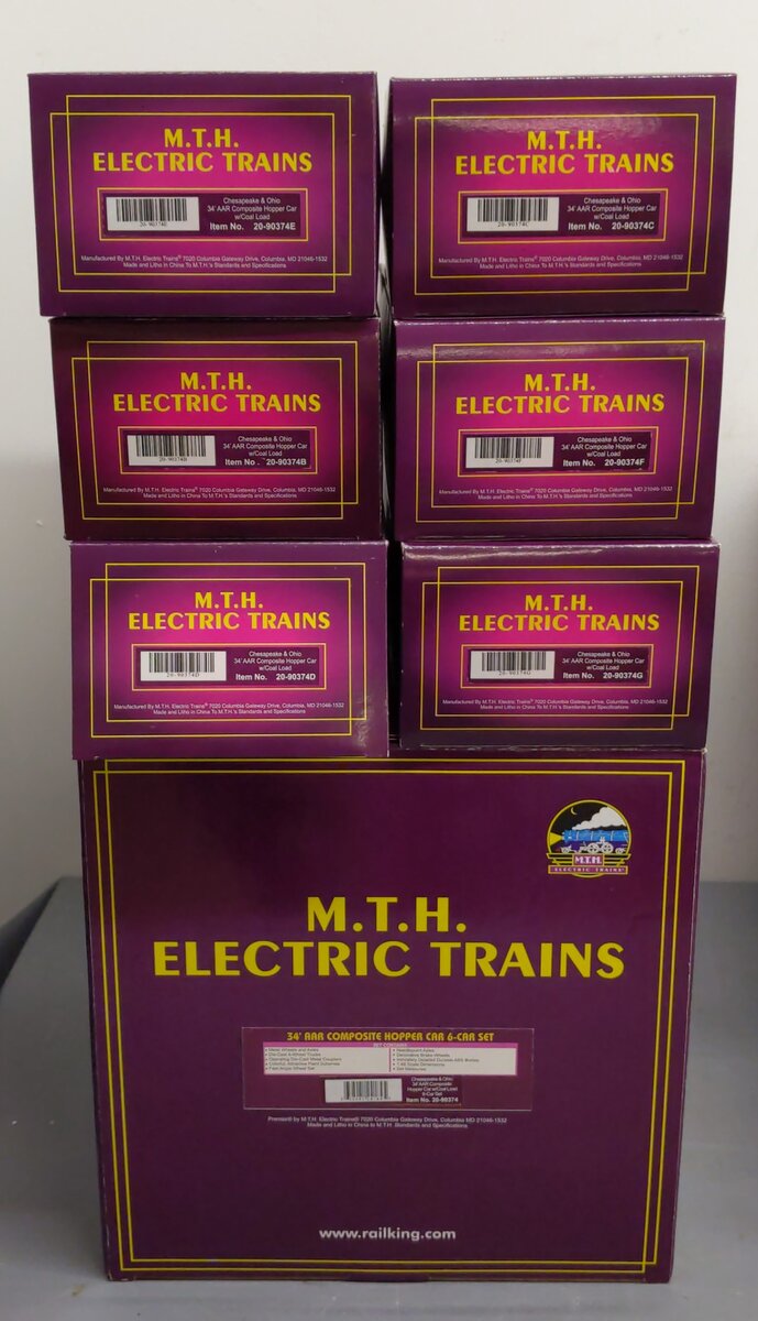 MTH 20-90374 O Chesapeake & Ohio 34' Composite Hopper Car Set (Set of 6)
