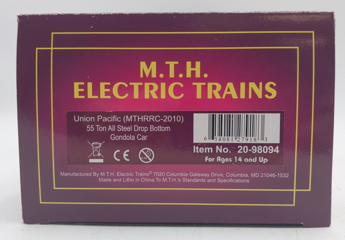 MTH 20-98094 O Gauge Union Pacific 55 Ton All Steel Drop Bottom Gondola #60350 LN/Box
