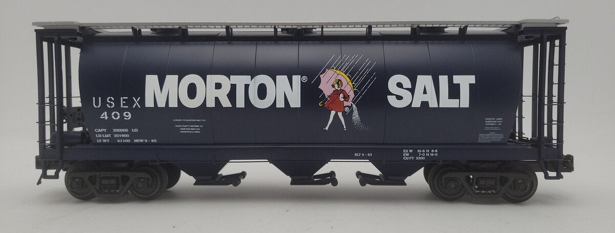 MTH 20-97947 O Gauge Morton Salt 3-Bay Cylindrical Hopper Car #409 LN/Box