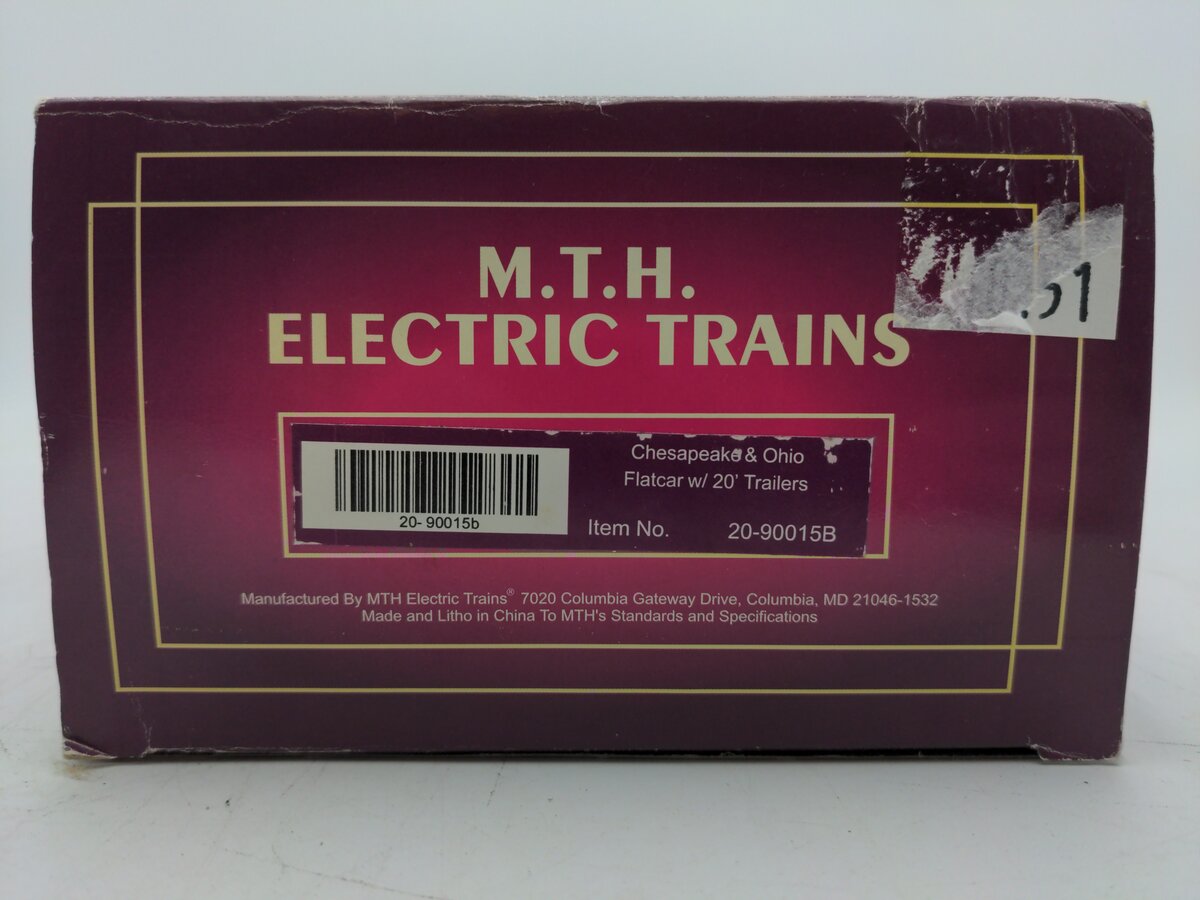 MTH 20-90015B O Gauge Chesapeake & Ohio Flatcar w/ Trailers #81315 EX/Box