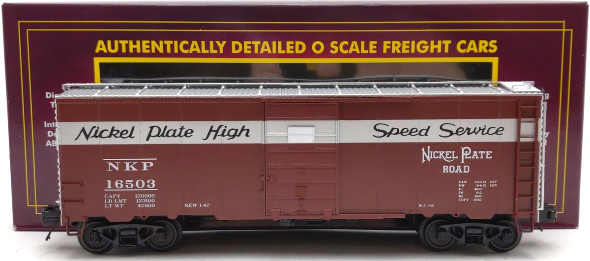 MTH 20-93947 O Scale Nickel Plate Road Premier 40’ AAR Box Car #16503 LN/Box