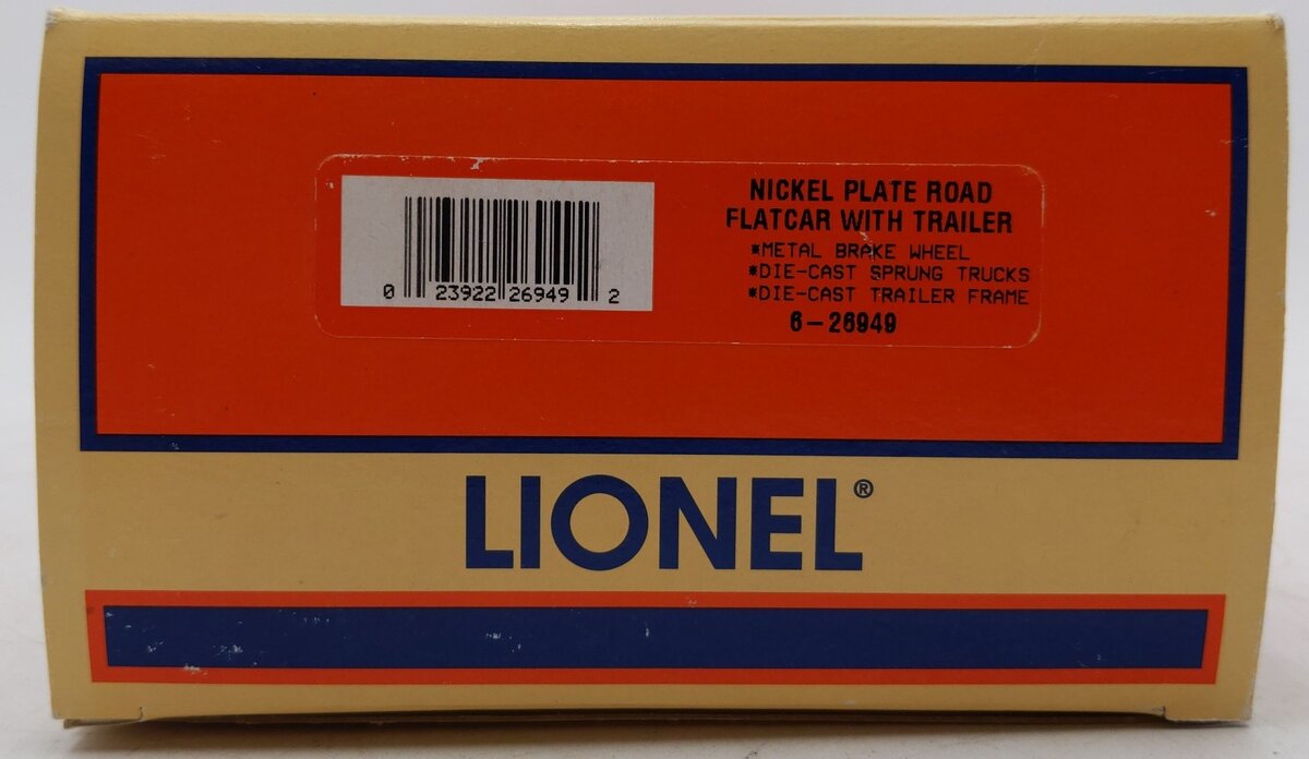 Lionel 6-26949 O Gauge Nickel Plate Road Flatcar w/ Trailer EX/Box