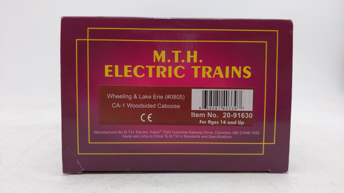 MTH 20-91630 Wheeling & Lake Erie CA-1 Woodsided Caboose #0805 LN/Box