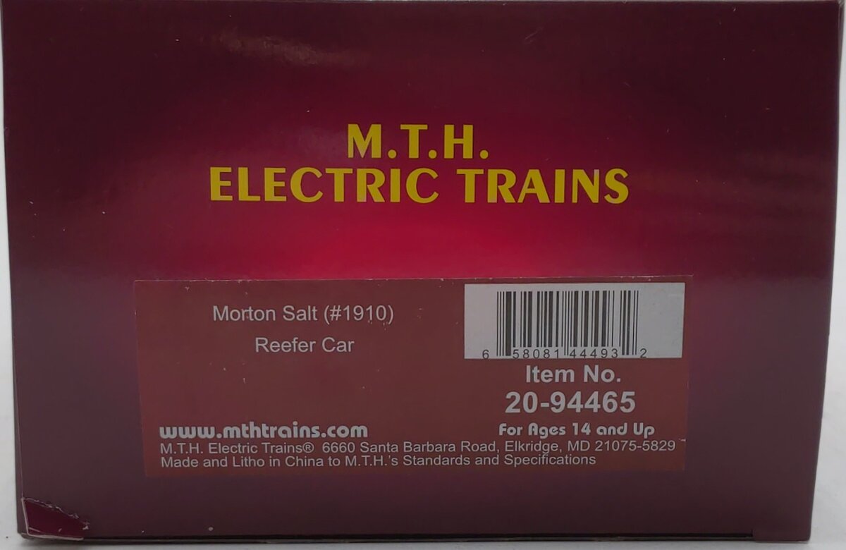 MTH 20-94465 O Scale Morton Salt Premier Reefer Car #1910 LN/Box