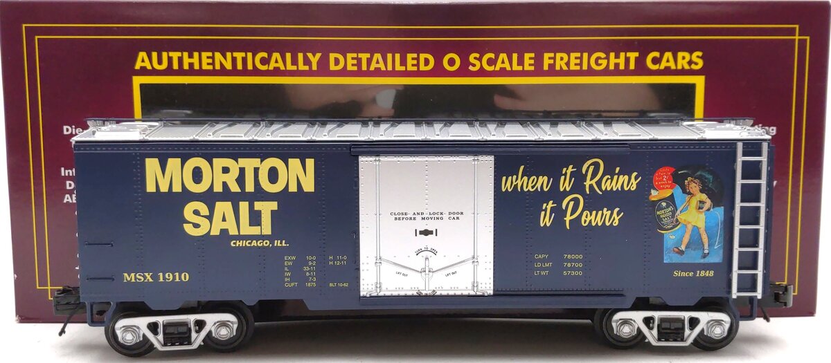 MTH 20-94465 O Scale Morton Salt Premier Reefer Car #1910 LN/Box