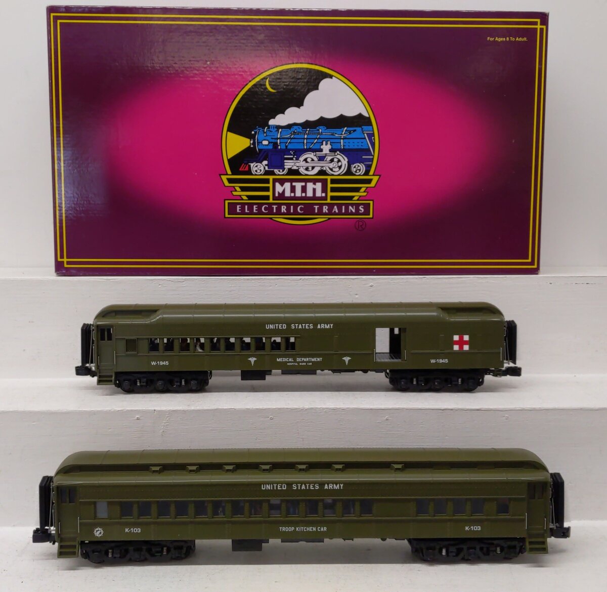 MTH 20-4176 O U.S. Army 70' Madison Combine/Diner Passenger Set (Set of 2) LN/Box