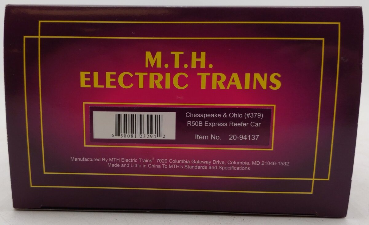 MTH 20-94137 O Gauge Chesapeake & Ohio R50B Express Reefer #379 EX/Box