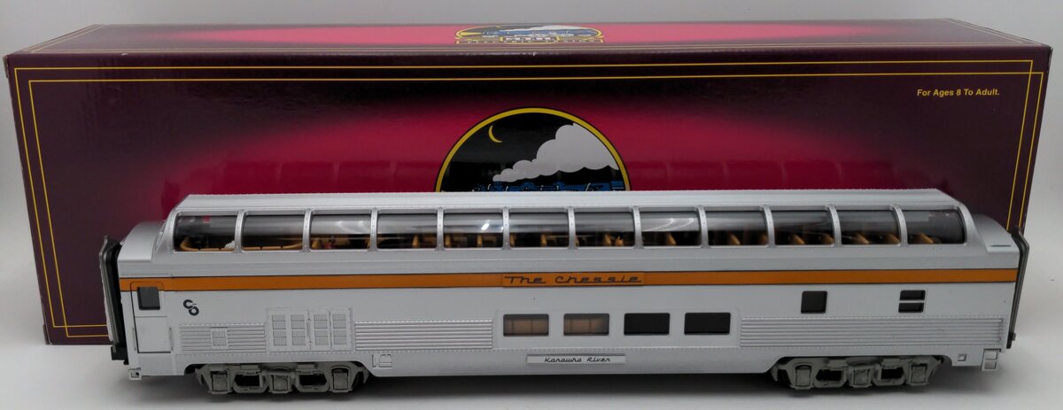 MTH 20-67125 Chesapeake & Ohio 70' ABS Full Length Vista Dome Passenger Car EX/Box
