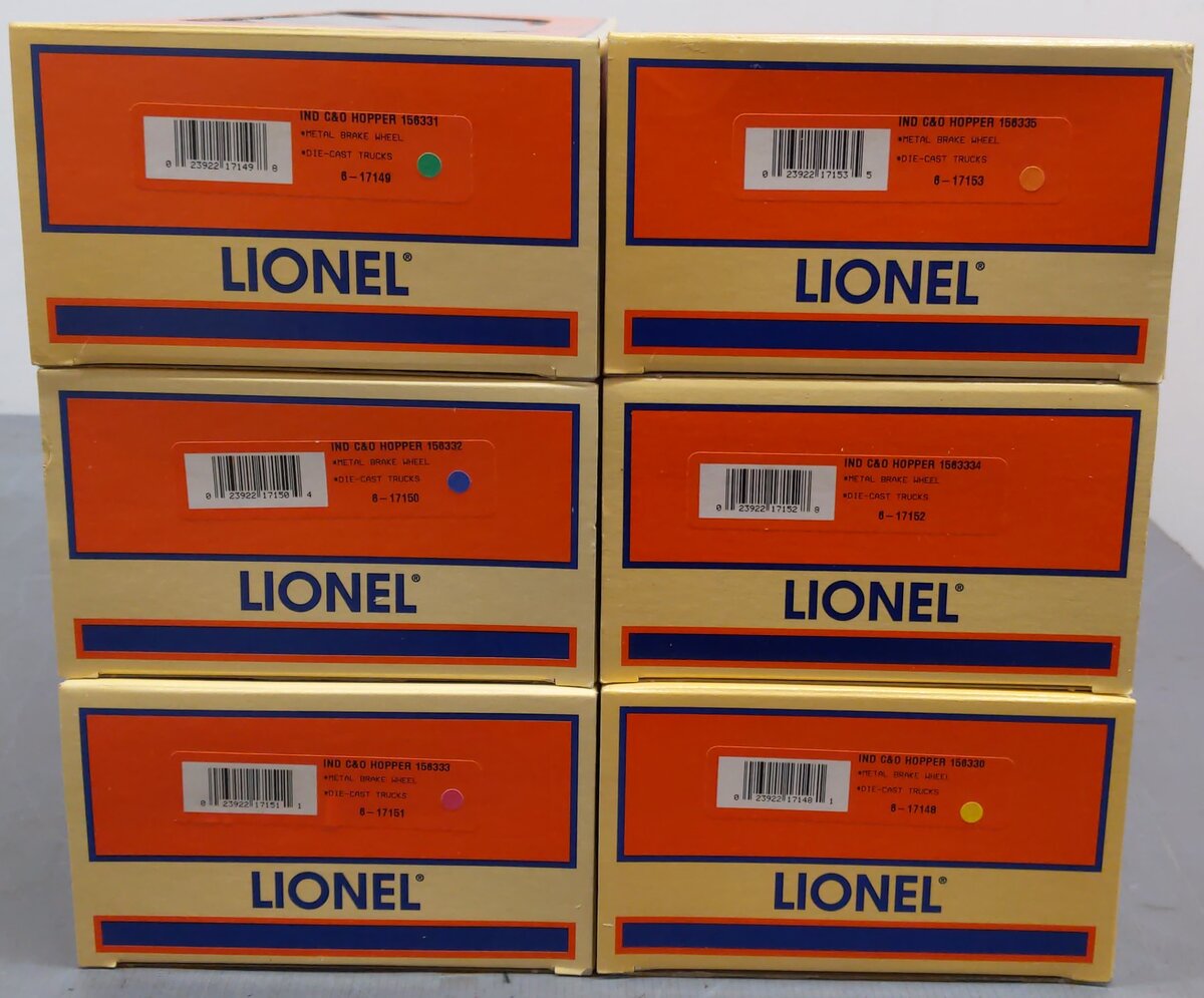Lionel 6-21792 O Gauge Chesapeake & Ohio 3-Bay Coal Hoppers (Set of 6) EX/Box