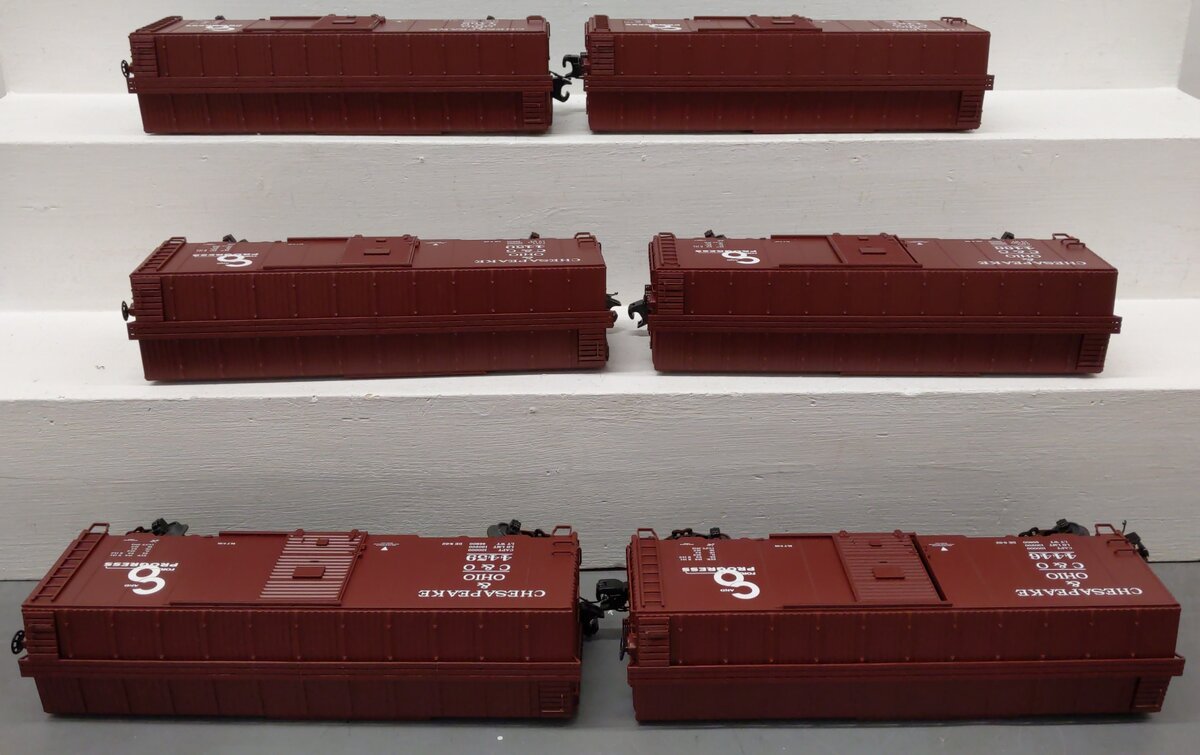 MTH 20-90262 O Chesapeake & Ohio Premier 40' AAR Box Car Set (Set of 6) EX/Box