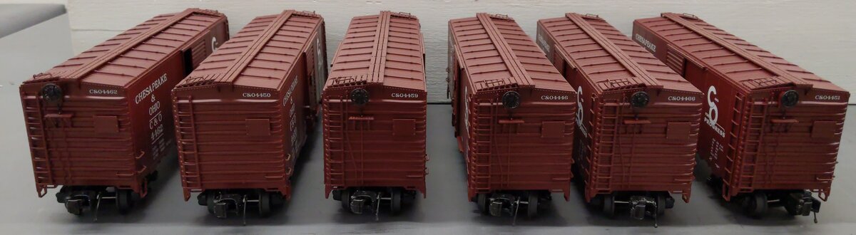 MTH 20-90262 O Chesapeake & Ohio Premier 40' AAR Box Car Set (Set of 6) EX/Box
