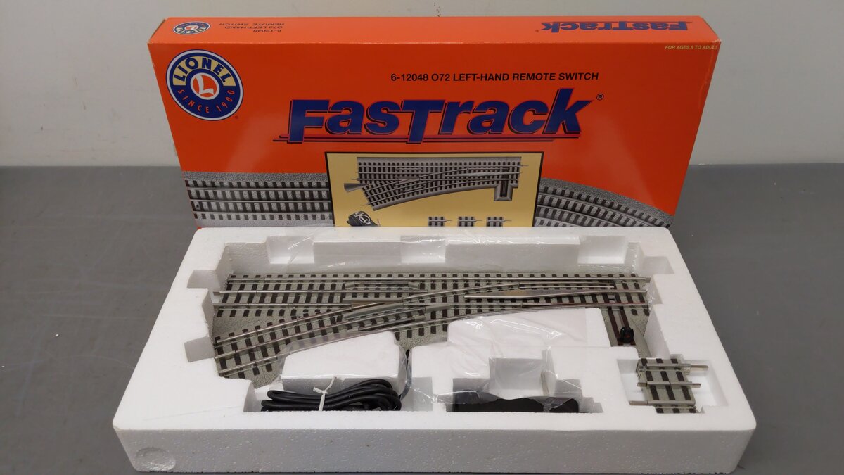 Lionel 6-12048 O72 Left Hand Remote-Control FasTrack Switch Turnout EX/Box