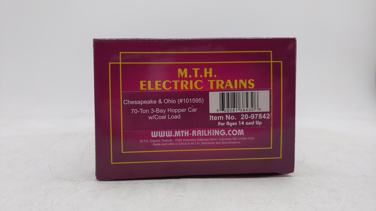MTH 20-97842 O Chesapeake & Ohio 70 Ton 3-Bay Hopper Car EX/Box
