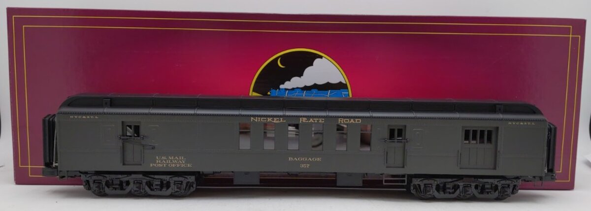 MTH 20-42040 O Gauge Nickel Plate Road 70' Madison Baggage/RPO Car #357 EX/Box