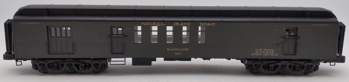 MTH 20-42040 O Gauge Nickel Plate Road 70' Madison Baggage/RPO Car #357 EX/Box