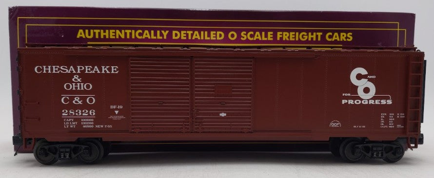 MTH 20-93344 O Gauge Chesapeake & Ohio Double Door 50' Box Car #28326 EX/Box