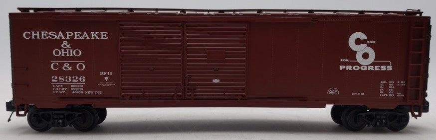 MTH 20-93344 O Gauge Chesapeake & Ohio Double Door 50' Box Car #28326 EX/Box