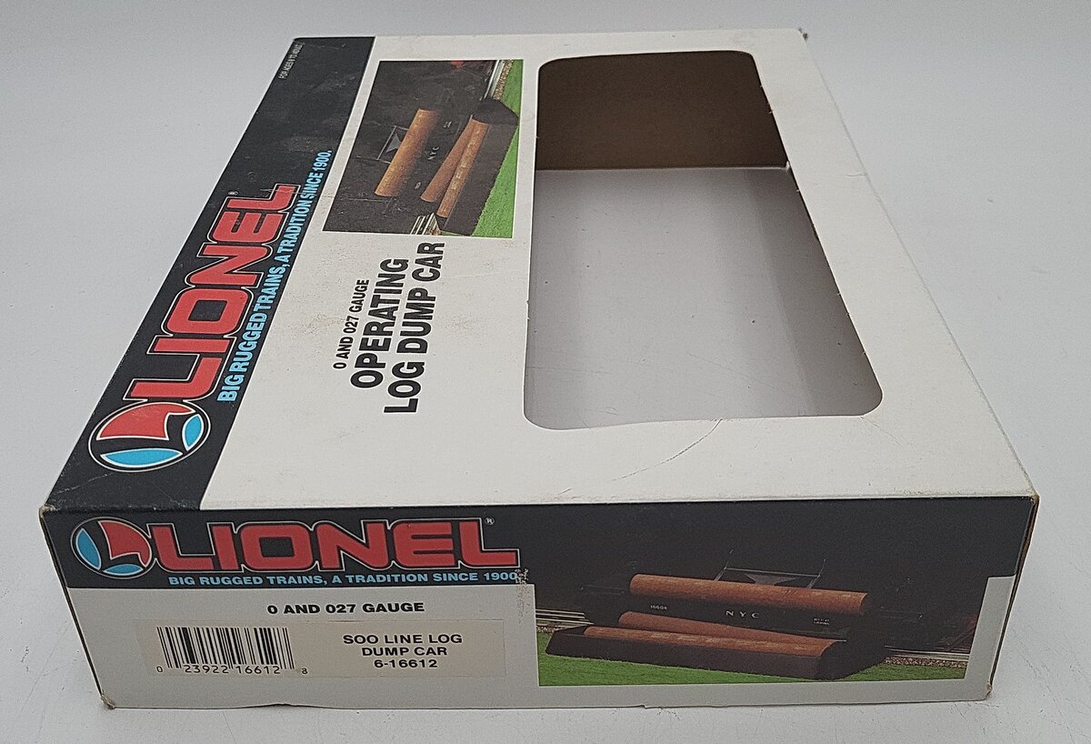 Lionel 6-16612 O Gauge SOO Line Operating Log Dump Car EX/Box