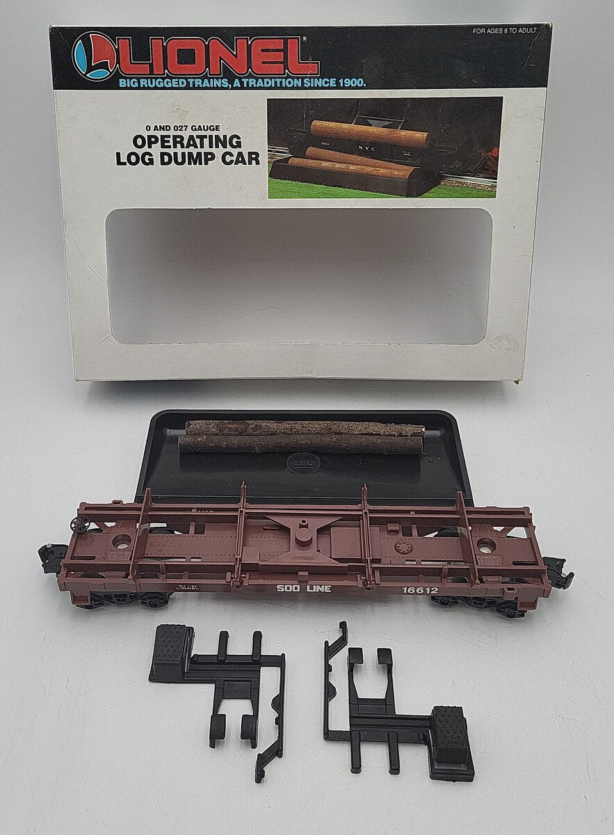 Lionel 6-16612 O Gauge SOO Line Operating Log Dump Car EX/Box