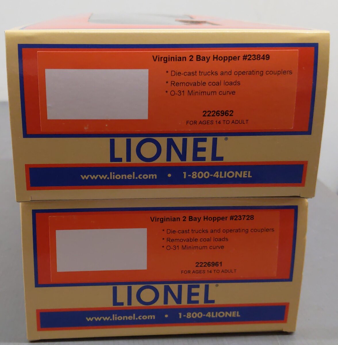 Lionel 2226960 O Virginian 2 Bay Hopper Cars (Set of 2) EX/Box