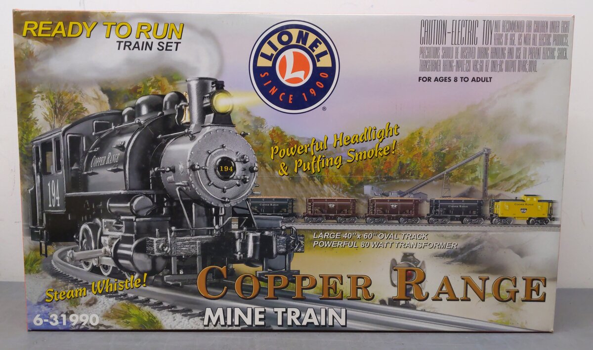 Lionel 6-31990 O Gauge Copper Range Mine Steam Train Set EX/Box