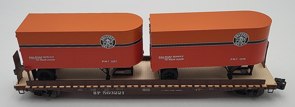 Lionel 6-17598 O Southern Pacific Flatcar w/ Trailers #563221 LN/Box
