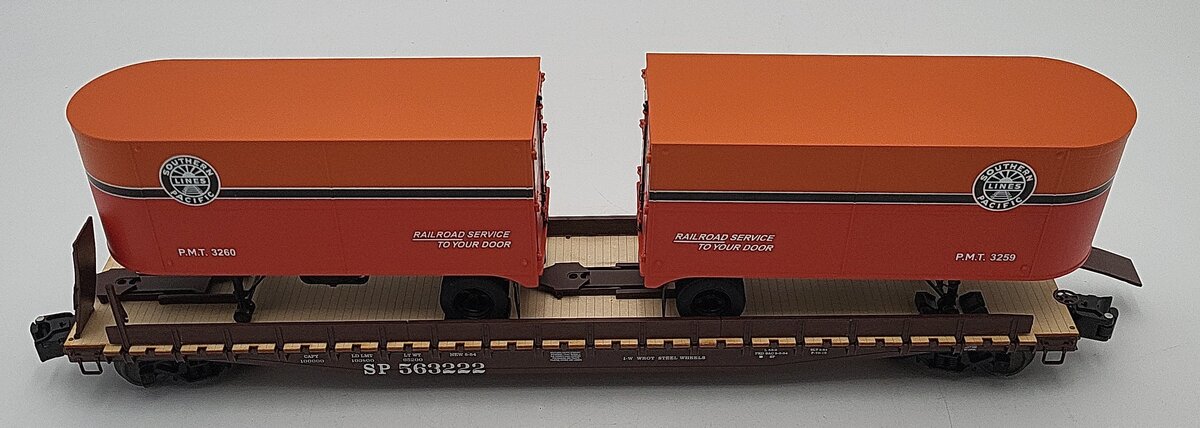 Lionel 6-17599 O Gauge Southern Pacific PS-4 Flatcar w/ Trailers #563222 EX/Box