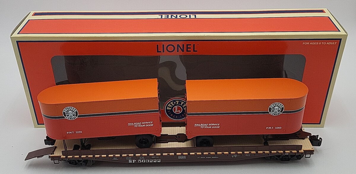 Lionel 6-17599 O Gauge Southern Pacific PS-4 Flatcar w/ Trailers #563222 EX/Box