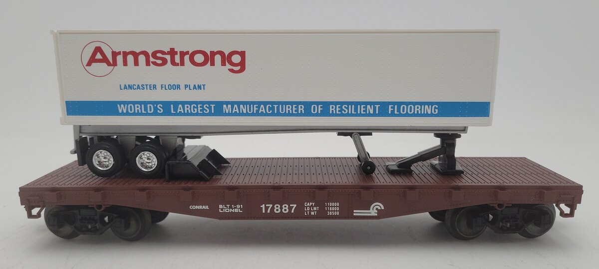 Lionel 6-17887 O Gauge LCCA Conrail Flatcar w/ Armstrong Trailer #17887 LN