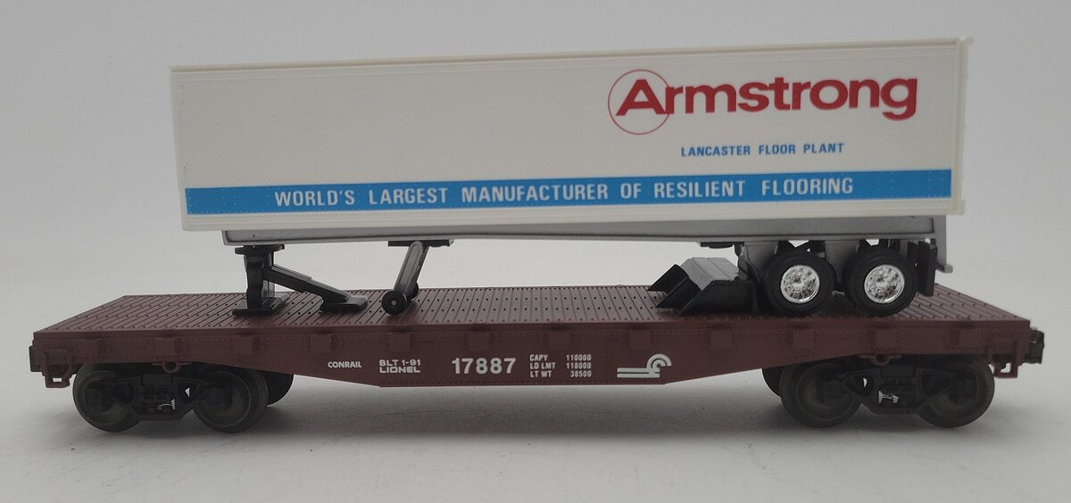 Lionel 6-17887 O Gauge LCCA Conrail Flatcar w/ Armstrong Trailer #17887 LN
