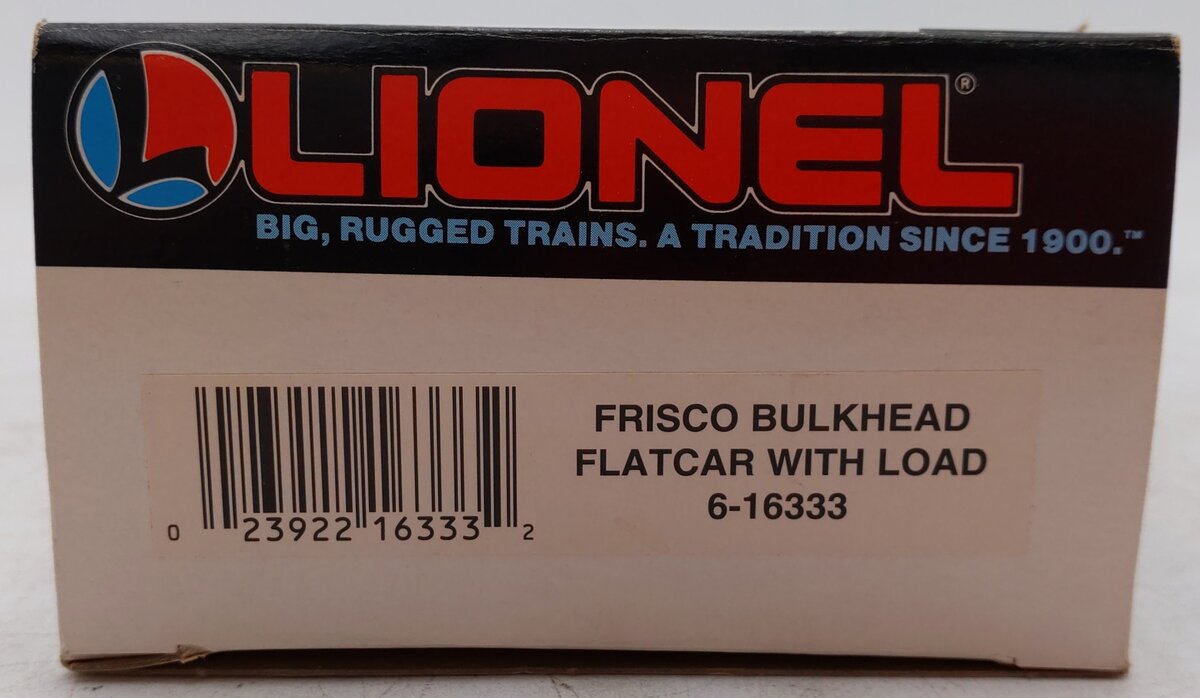 Lionel 6-16333 O Gauge Frisco Bulkhead Flatcar with Wood Load EX/Box