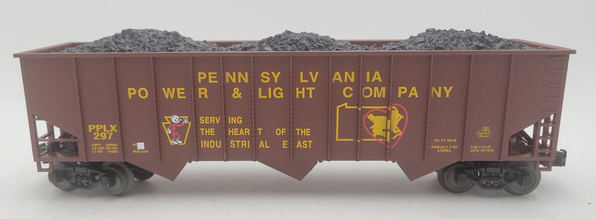 Lionel 6-16813 O LOTS 1997 Pennsylvania Power & Light Company 3-Bay Hopper #297 LN/Box