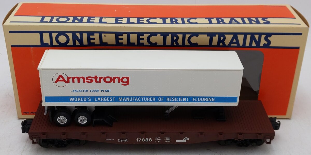 Lionel 6-17888 O Gauge LCCA-1991 Conrail Flatcar with Ford Trailer #17888 VG/Box