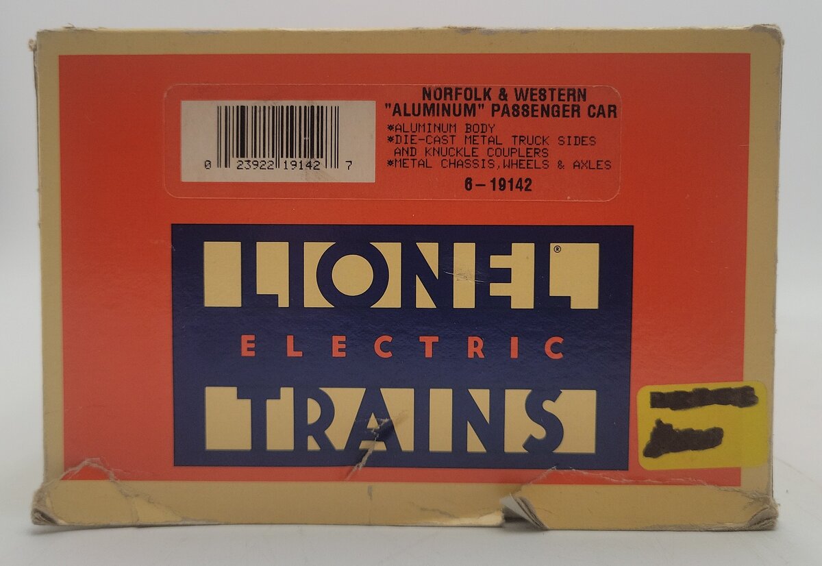 Lionel 6-19142 O Gauge Norfolk & Western Aluminum Passenger Car #538 EX/Box