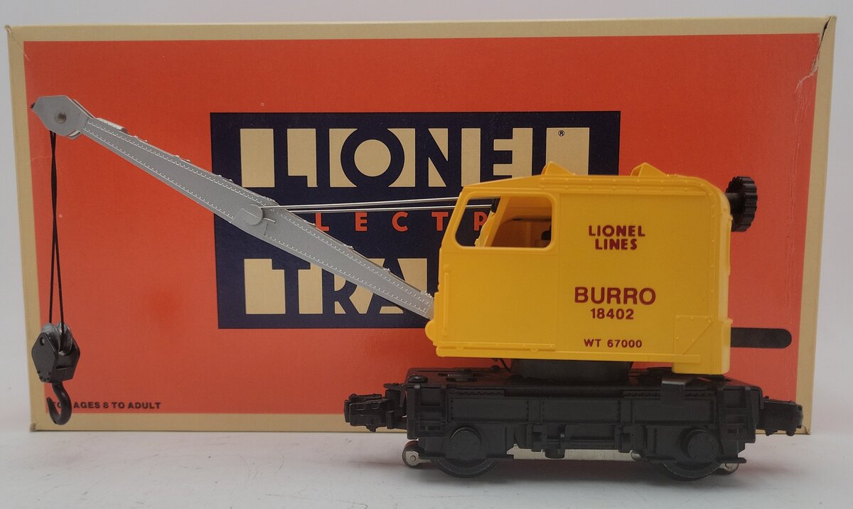Lionel 6-18402 O Gauge Lionel Lines Operating Burro Crane #18402 EX/Box