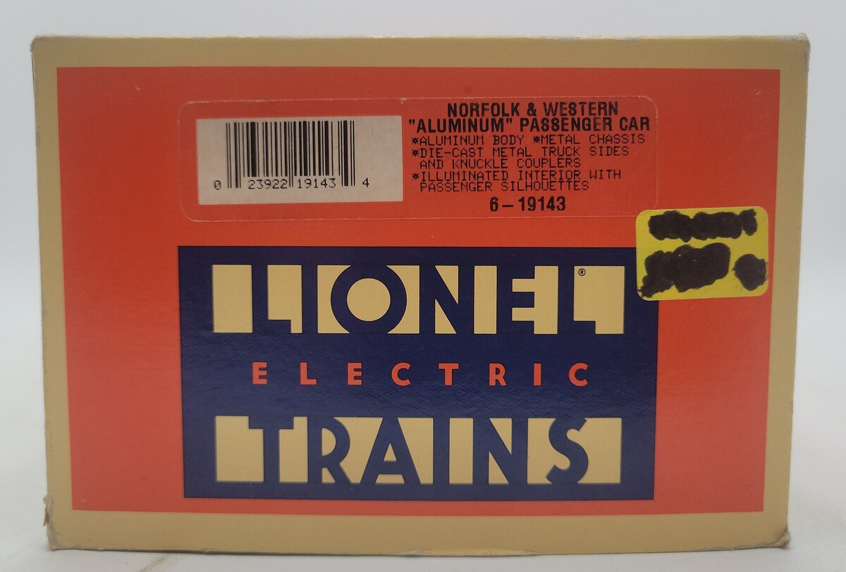 Lionel 6-19143 O Gauge N&W The Powhatan Arrow Aluminum Passenger Car #537 EX/Box