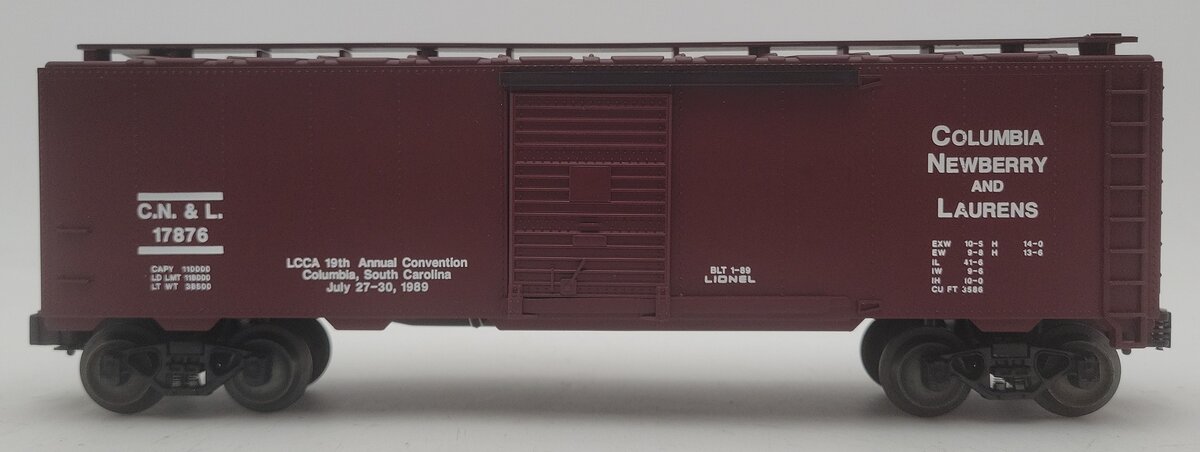 Lionel 6-17876 O Gauge LCCA 1989 Columbia, Newberry & Laurens Convention Box Car EX/Box